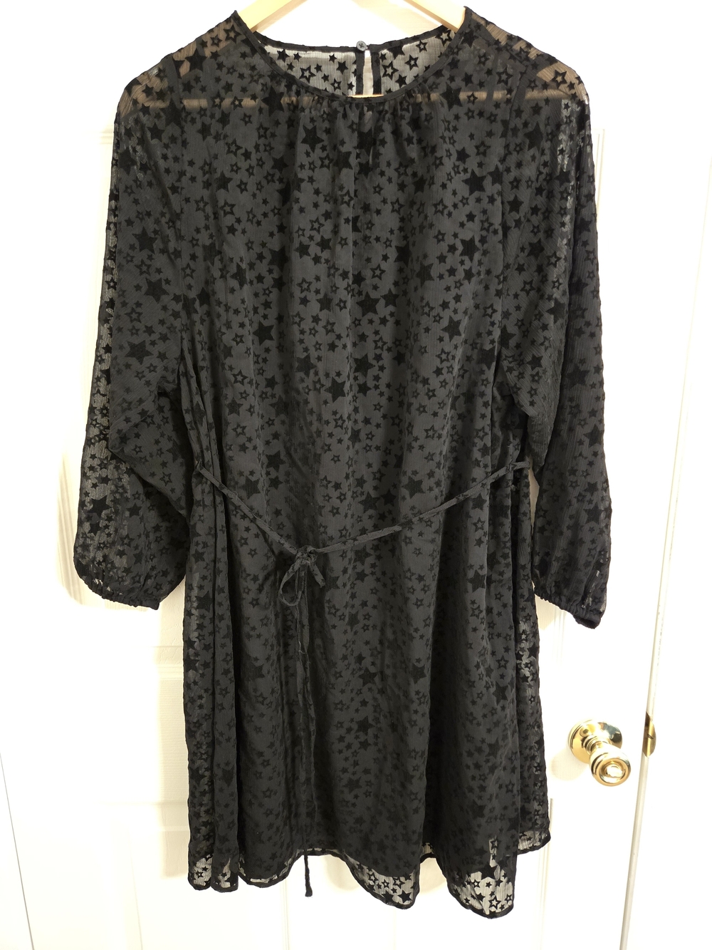 Loft Black Velvet Star Burnout Dress Womens Size Medium